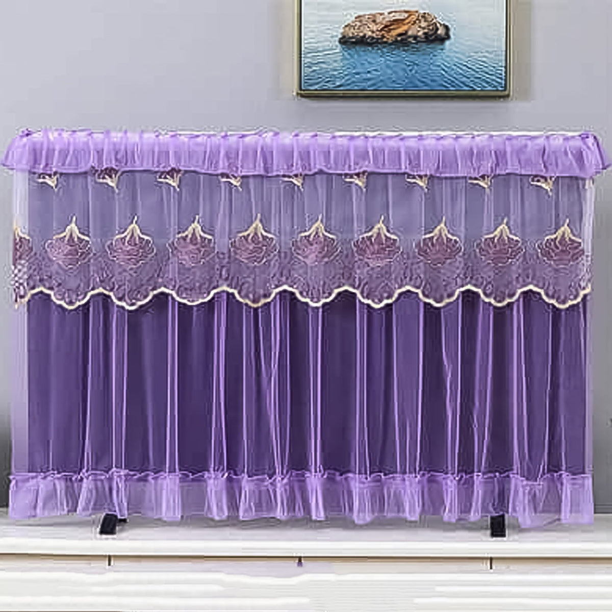 Dustproof TV cover actively protecting a screen from dust and potential scratches.