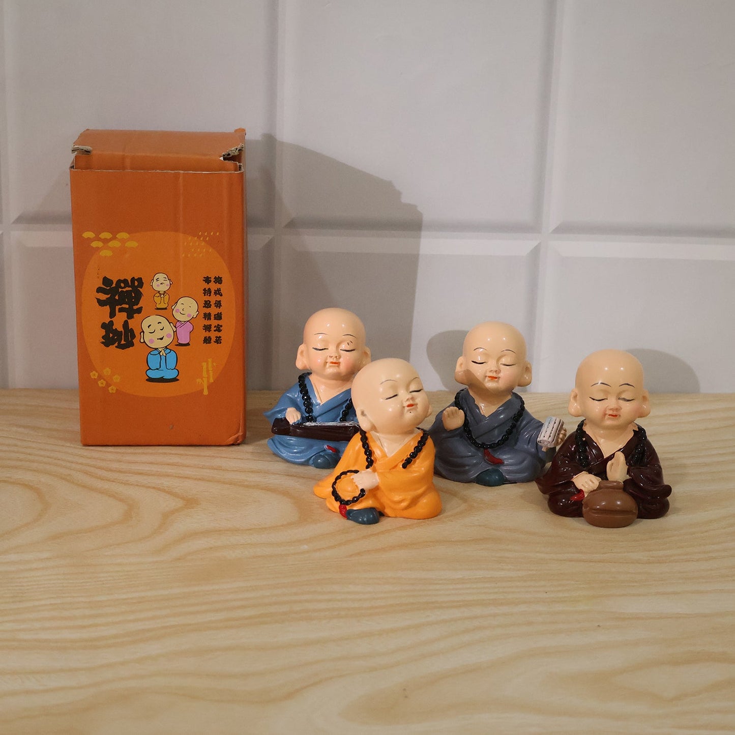 Live photo of little monk Buddha statue set of 4